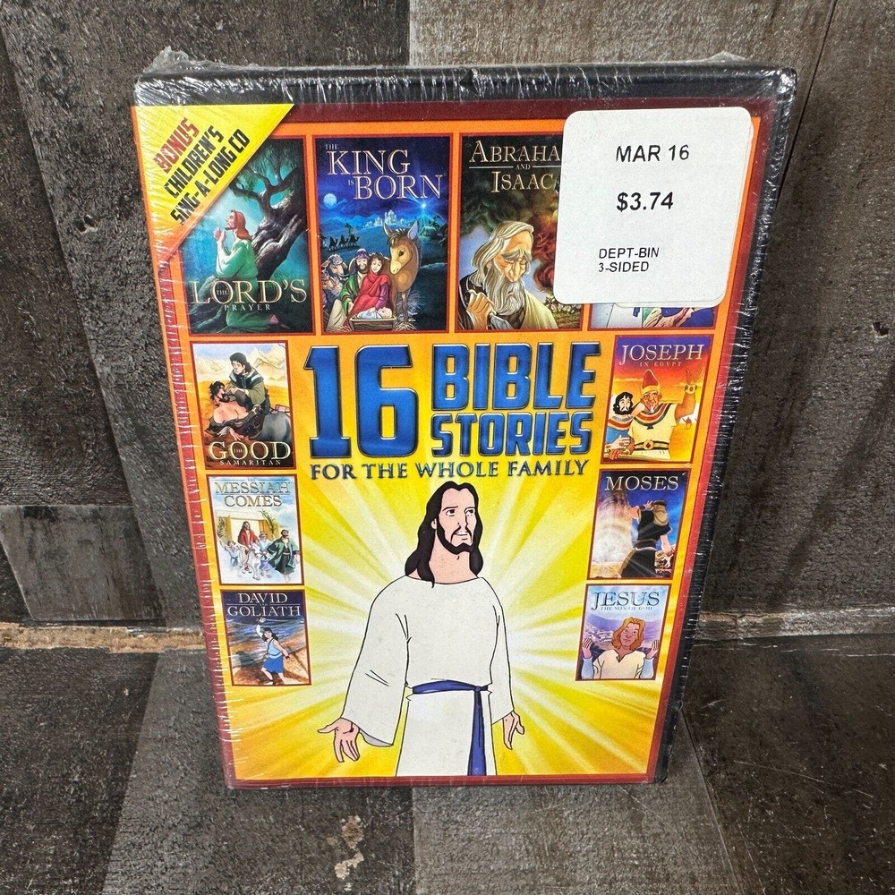 16 Bible Stories For The Whole Family DVD Children’s Sing 2 disc Set New Sealed